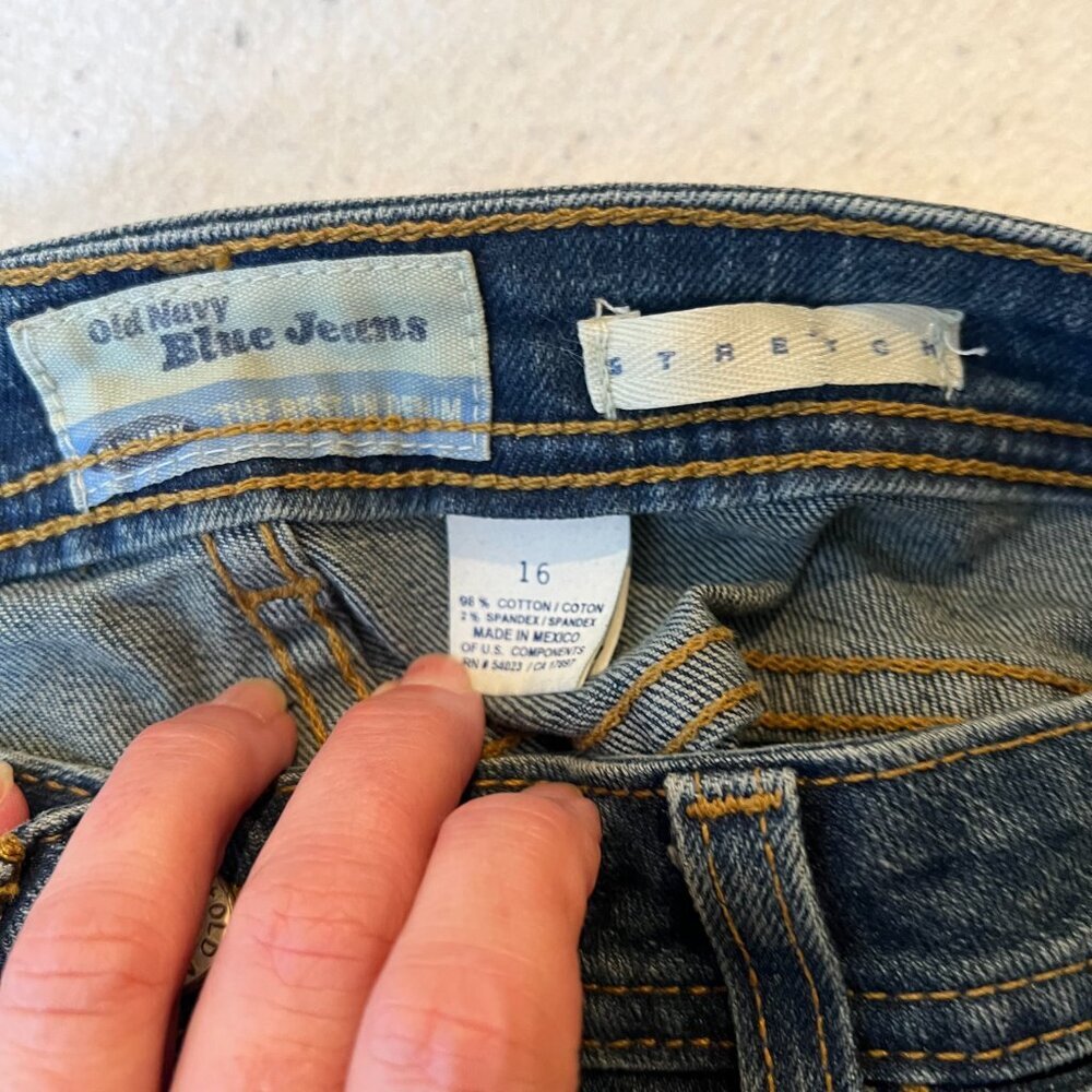 Old Navy Jean Skirt Denim Midi Stretch Flat Front Slit Y2K Western Indie Boho 16 - Picture 5 of 9